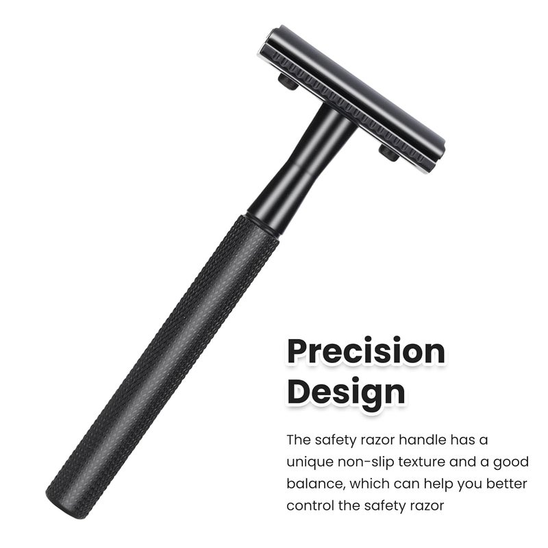 Keropy Eco-Friendly Safety Razor With 10 Premium Stainless Steel Blade Safety Razors For Men Shaving Razor, Smooth Wet Shave Experience, Gun Black - Image 2